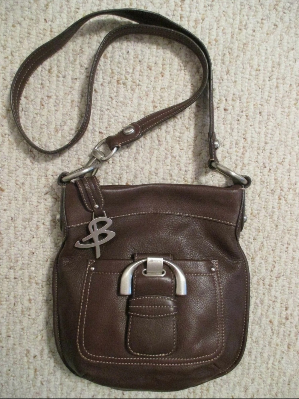 B Makowsky Brown Leather Westbourne Crossbody Bag EUC